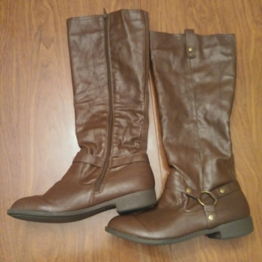 Brown knee high boots